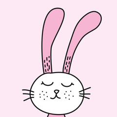 Naklejka premium Cute bunny design- funny hand drawn doodle, cartoon Easter rabbit. Good for children's book, poster or t-shirt textile graphic design. Vector hand drawn illustration.