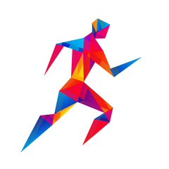 Biegacz low poly wektor © Rzoog