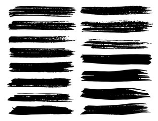 Set of brush strokes, Black ink grunge brush strokes. Vector illustration.