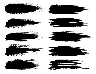 Set of brush strokes, Black ink grunge brush strokes. Vector illustration.
