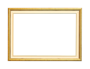 Gold metal frame on white