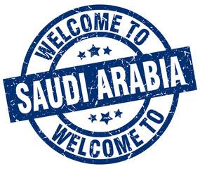 welcome to Saudi Arabia blue stamp