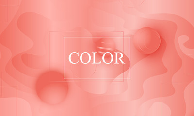 Coral color background. Fluid shapes pattern.