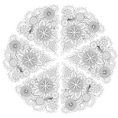 Mandala isolated design element, geometric line pattern. Stylized floral round ornament.