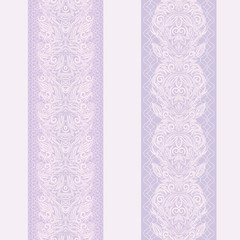 Seamless vertical pattern with decorative elements. Traditional ethnic  ornament. Vector set of 2.  Use for textile design, embroidery, braid, tape, ribbon.