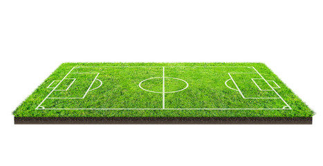 Football field or soccer field on green grass pattern texture isolated on white background with clipping path. Soccer stadium background.