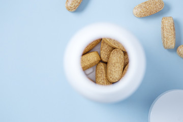 Inside view of pill bottle with herbal pills