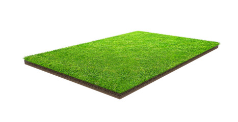 Fototapeta premium Green grass field isolated on white with clipping path. Sports field. Summer team games.