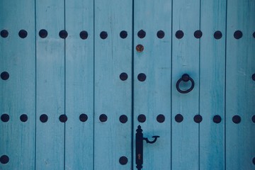 blue wooden door background