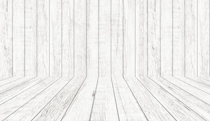 Vintage wood pattern texture in perspective view for background. Empty wooden room background.