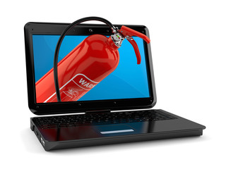 Fire extinguisher inside laptop