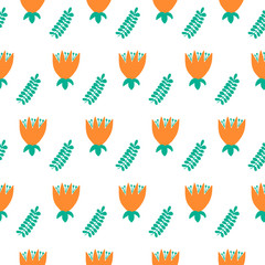 Hand Drawn floral seamless pattern.