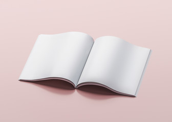 White magazine template on pink background - 3D illustration