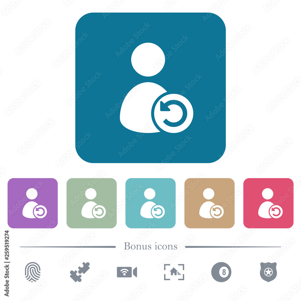 Poster undo user account changes flat icons on color rounded square backgrounds