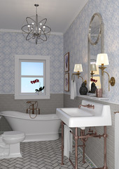 3D Rendering Vintage Bathroom