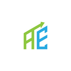 initial letter AE logo with growing arrows
