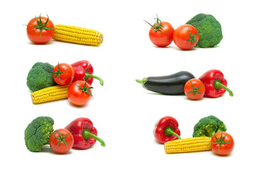 tomatoes and other vegetables on a white background