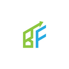 initial letter BF logo with growing arrows