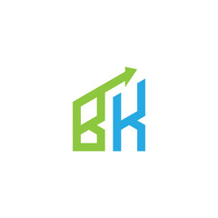 initial letter BK logo with growing arrows