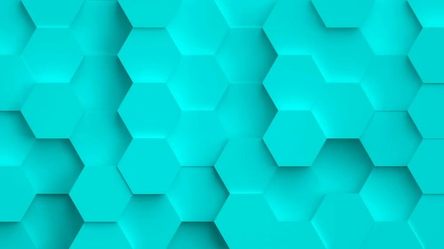 Abstract movable colorful background. Every shape moves randomly and forms movable and magic backdrop, seamless loop. In 10 sec of seamless video hexagons are colorized in all colors of the rainbow.