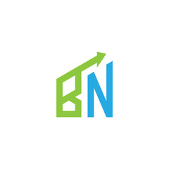 initial letter BN logo with growing arrows