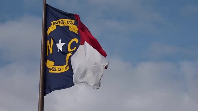 North Carolina State Flag waving in the wind
