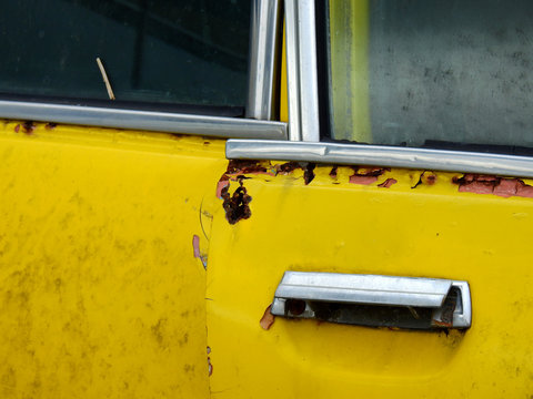 Old Yellow Car Door