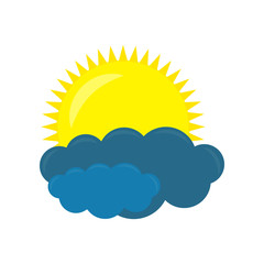 Cloud with sun icon. Vector weather forecast icon on a white background.