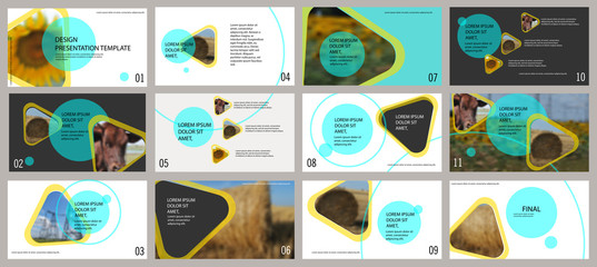 Agro presentation template. Elements for slide presentations on a white background. Flyer, brochure, corporate report, marketing, advertising, annual report, banner