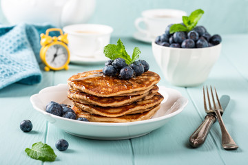 Delicious pancakes with chocolate drops