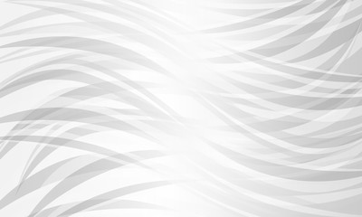 Abstract white and grey shiny background, random curved lines, blank for text. 