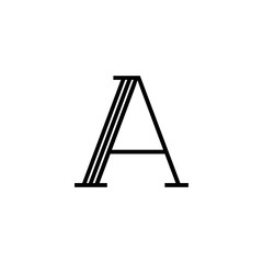 Vector Classical Letter A Lines Black and White