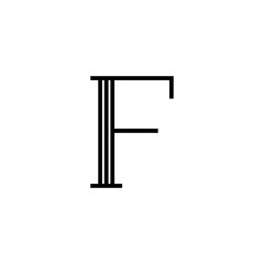 Vector Classical Letter F Lines Black and White