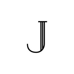 Vector Classical Letter J Lines Black and White