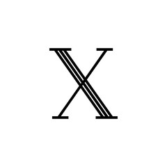 Vector Classical Letter X Lines Black and White