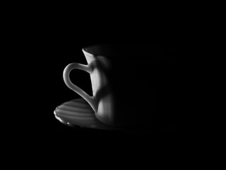 Still life of white cup of low-key