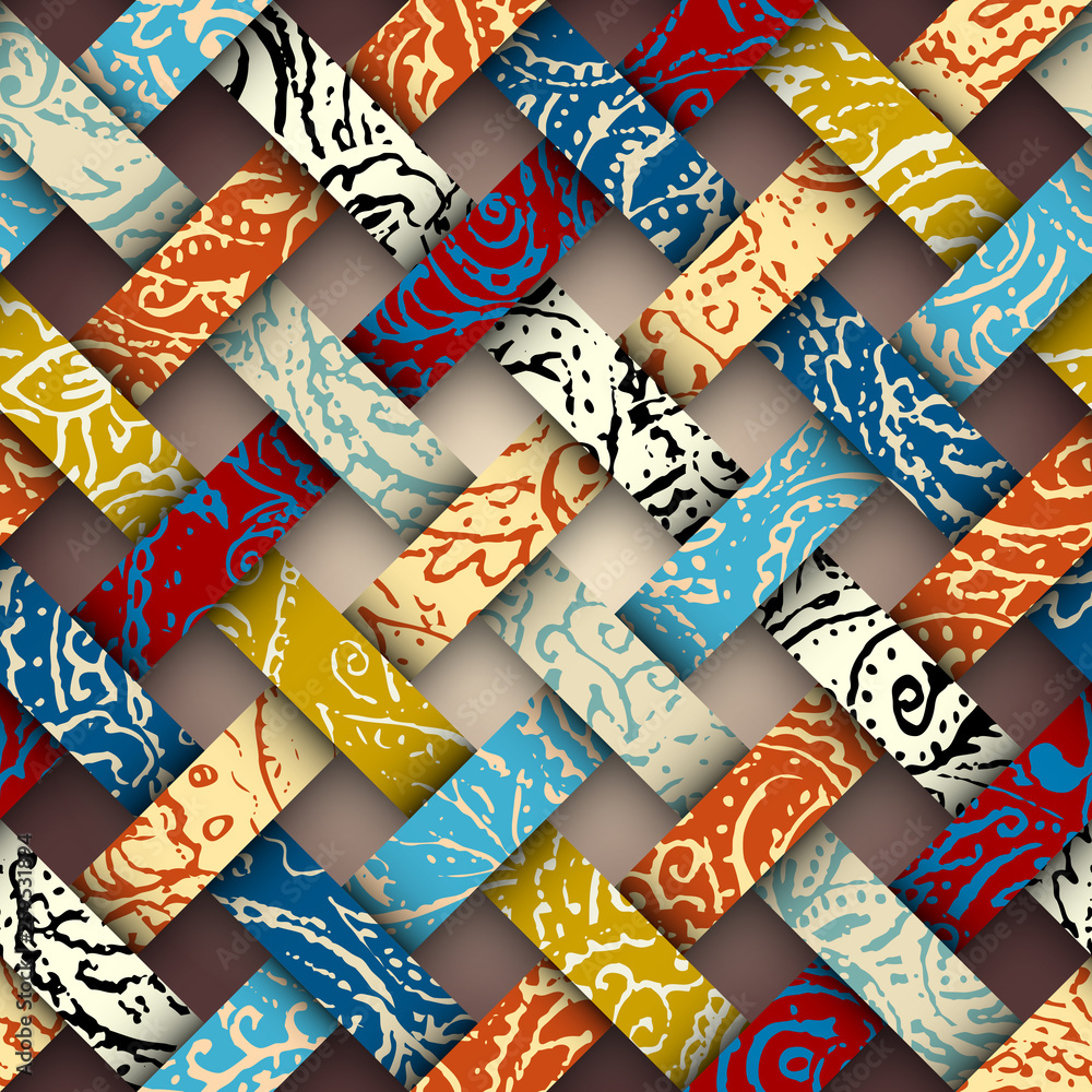 Poster patchwork textile pattern. seamless quilting design background.