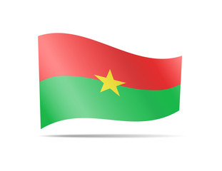 Waving Burkina Faso flag in the wind. Flag on white vector illustration