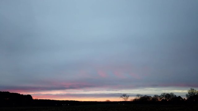 Sunrise red and orange sky time lapse Dorothea Dix Park North Carolina