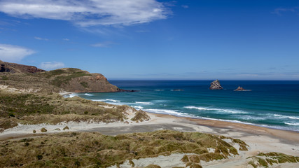 The spectacular coastline at Sandfly Bay