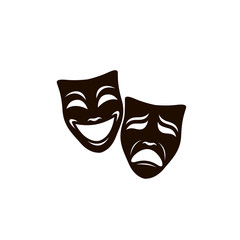 illustration of comedy and tragedy theatrical masks isolated on white background