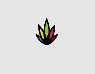 Creative linear logo leaf plant cannabis for the company