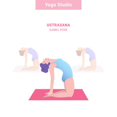 Obraz na płótnie Canvas Ustrasana, camel pose. Yoga studio. Vector yoga