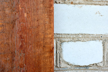 brick wall and wood panel
