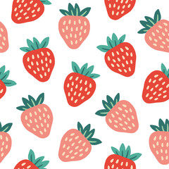 Seamless pattern with hand drawn abstract strawberry