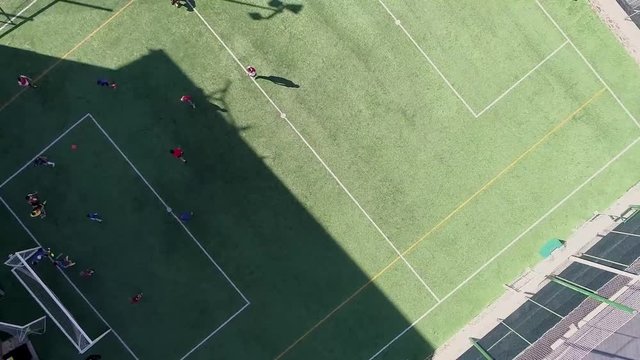 Aerial images of a football training. Engraving in Andorra with a dji phantom 4 pro at 4k and 60 fps.