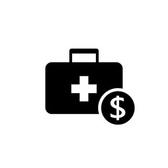 Hospital cash silhouette icon. Clipart image isolated on white background
