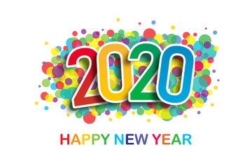 Colorful Happy New Year 2020 Greeting Design