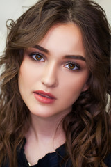 Obraz premium Make up beauty. Close up beautiful brunette fashion girl