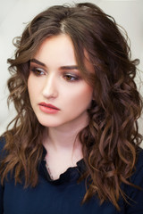 Naklejka premium Make up beauty. Close up beautiful brunette fashion girl